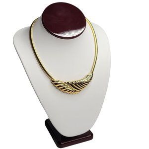 Trifari Vintage Signed Goldtone Necklace With Abstract Pendant Box Clasp 18"